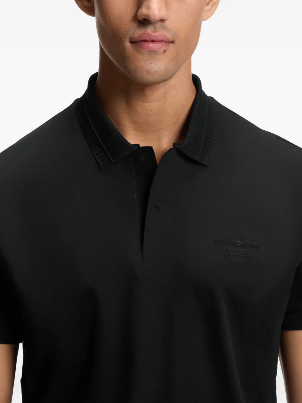 BOSS x Porsche poloshirt met mercerised katoen Zwart