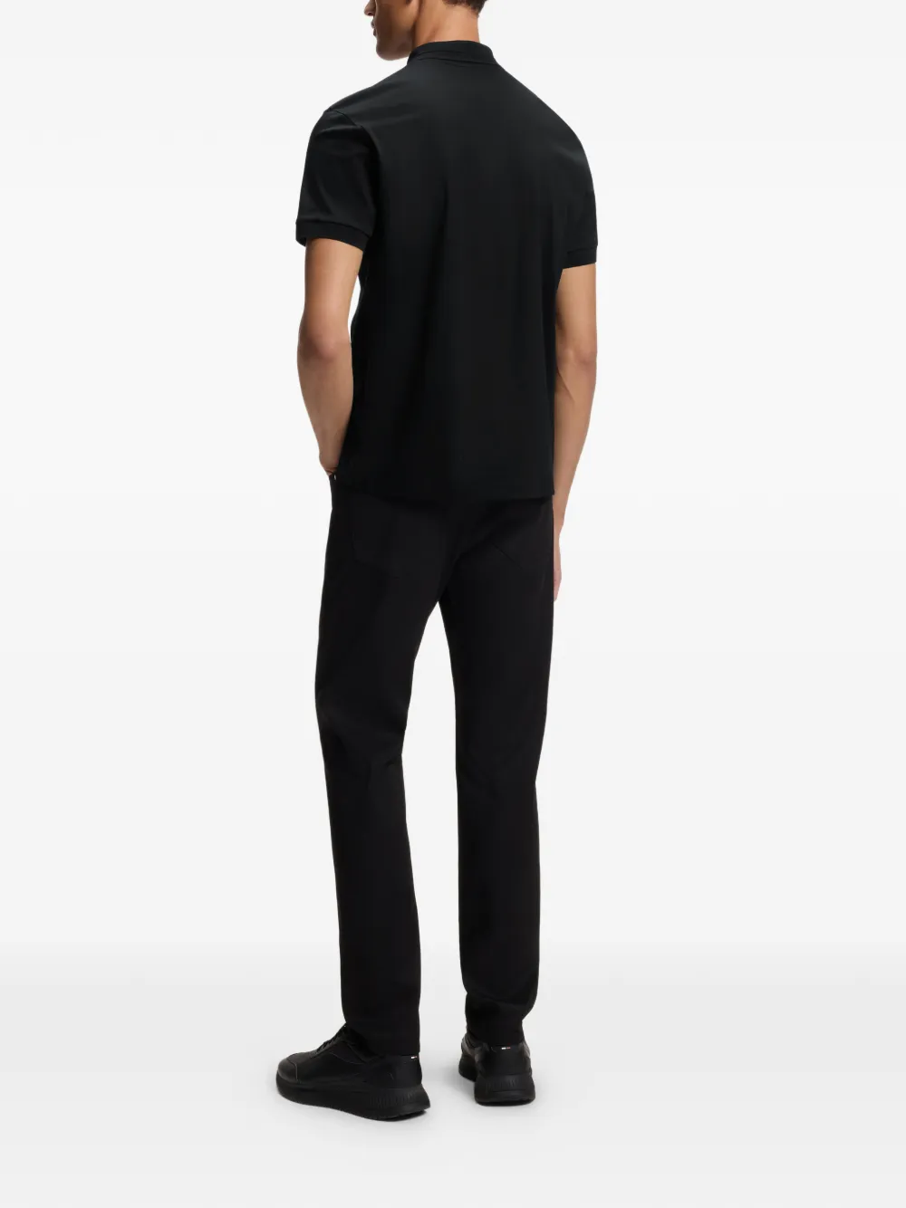BOSS x Porsche poloshirt met mercerised katoen Zwart