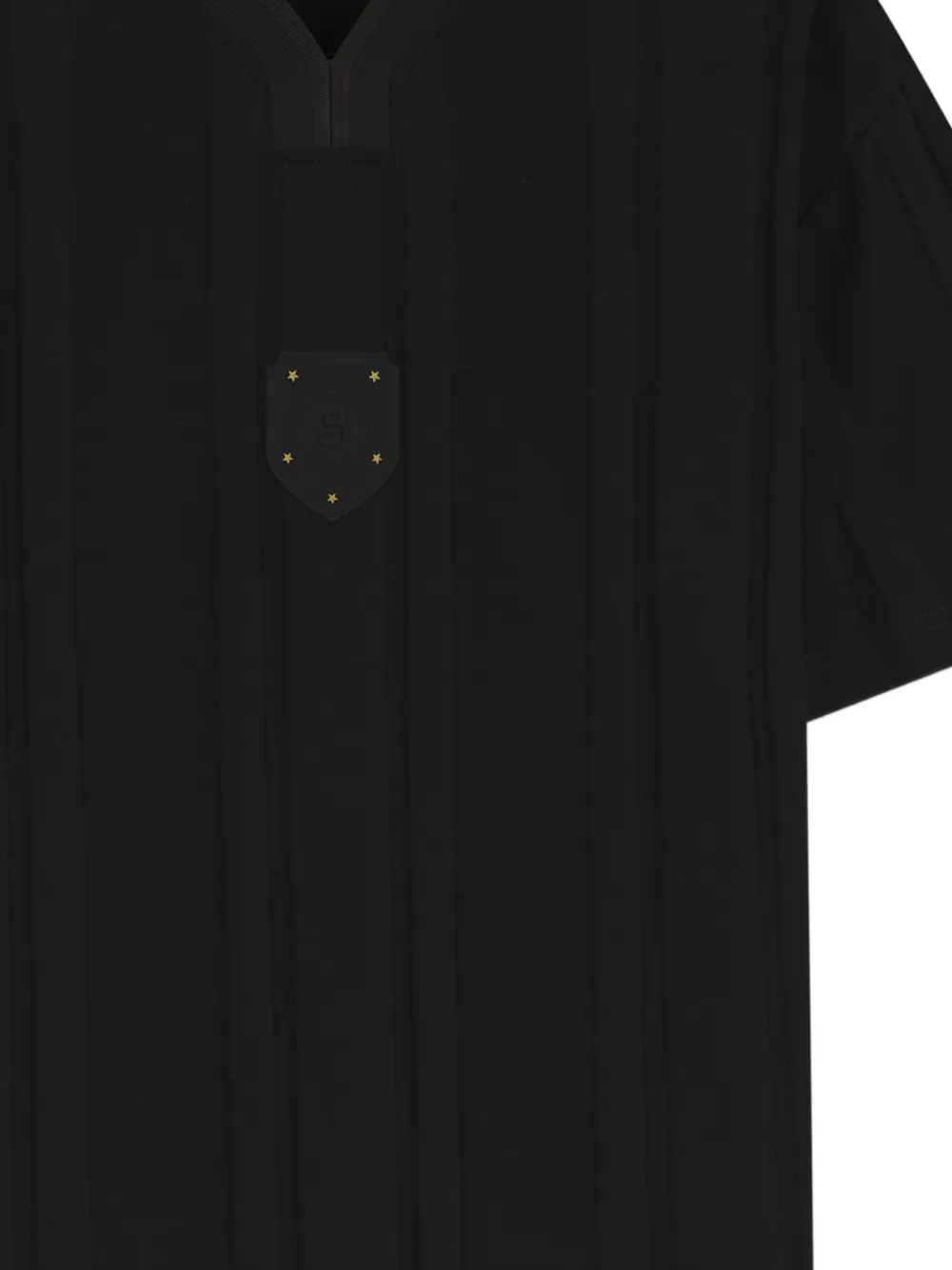 BOSS Gestreept T-shirt met V-hals Zwart