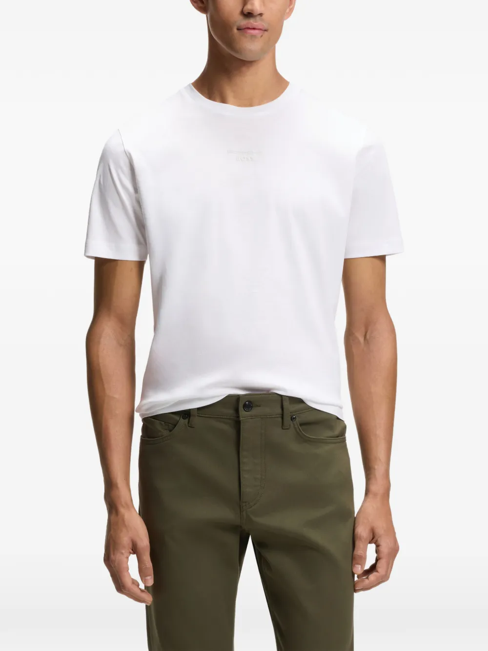 BOSS x gemerceriseerd katoenen T-shirt met grafische print Wit