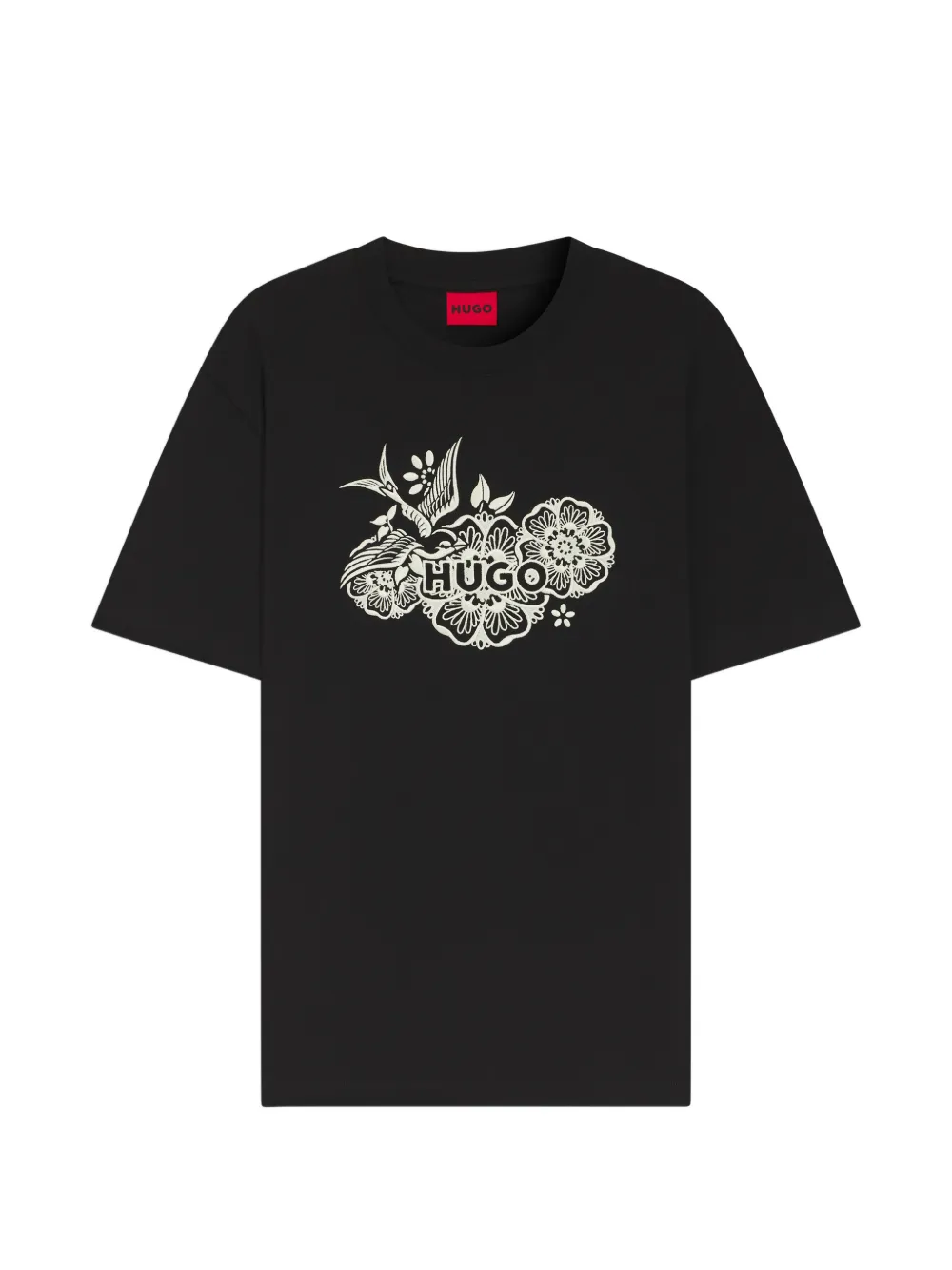 HUGO T-Shirt mit Blumen-Print - Schwarz