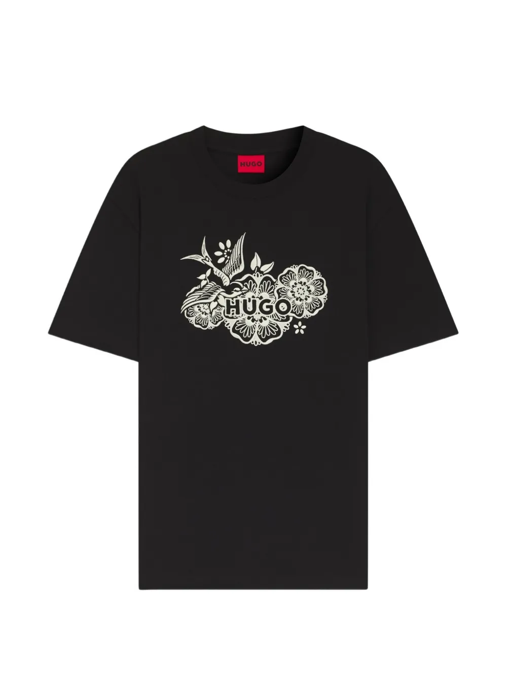 HUGO T-Shirt mit Blumen-Print - Schwarz