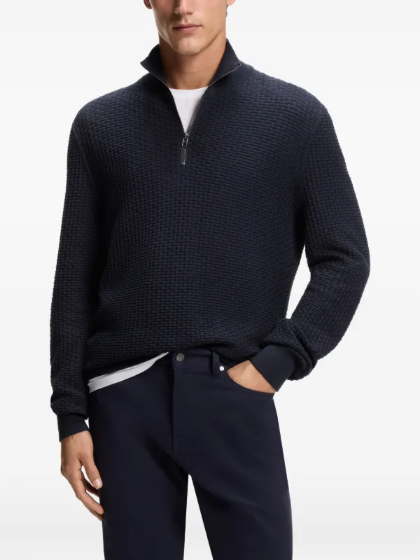 BOSS ハーフジップセーター サイズS BOSS ハーフジップ セーター | ブルー | FARFETCH JP