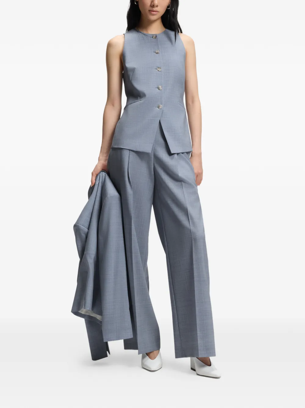  Boss Front-pleat Tailored Trousers - Blue 