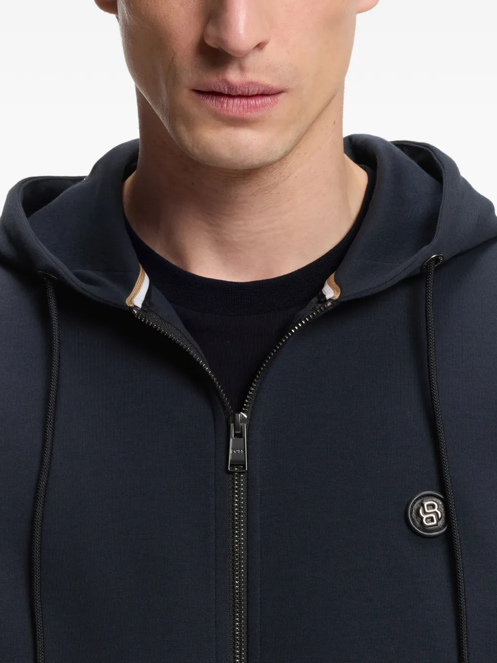 BOSS Hoodie met rits Blauw