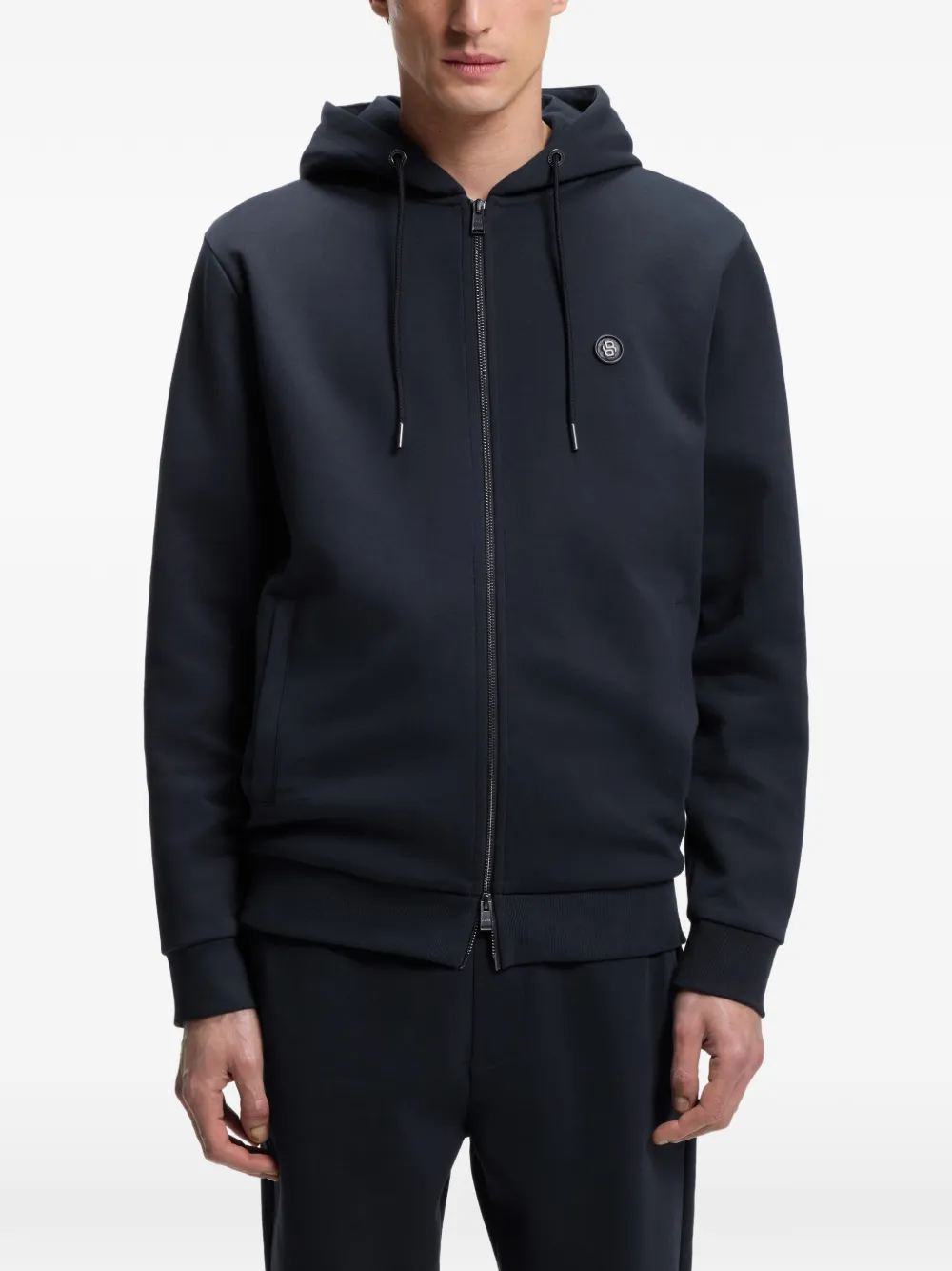 BOSS Hoodie met rits Blauw