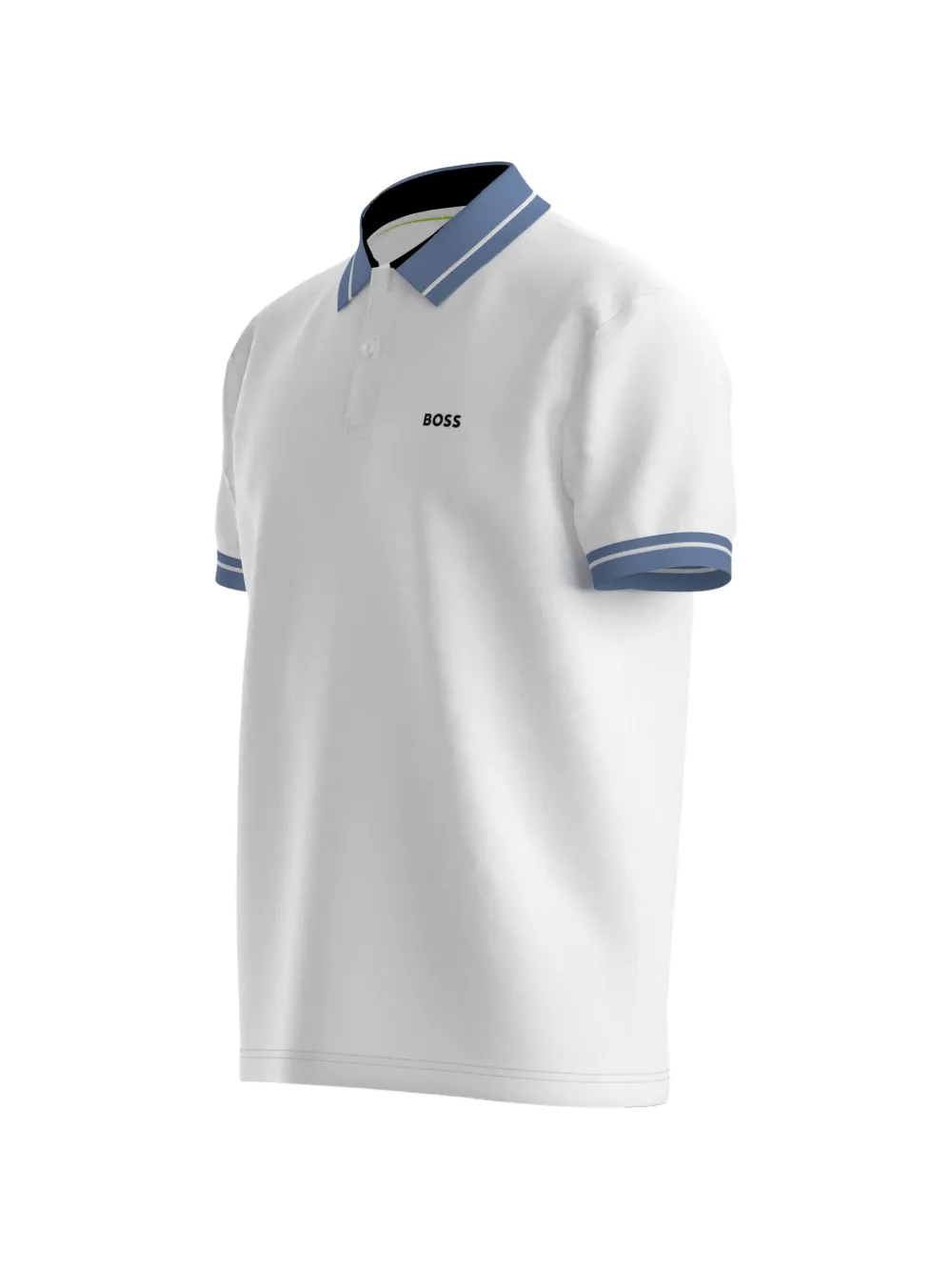 BOSS Stretch katoenen poloshirt met gestreepte afwerking Wit