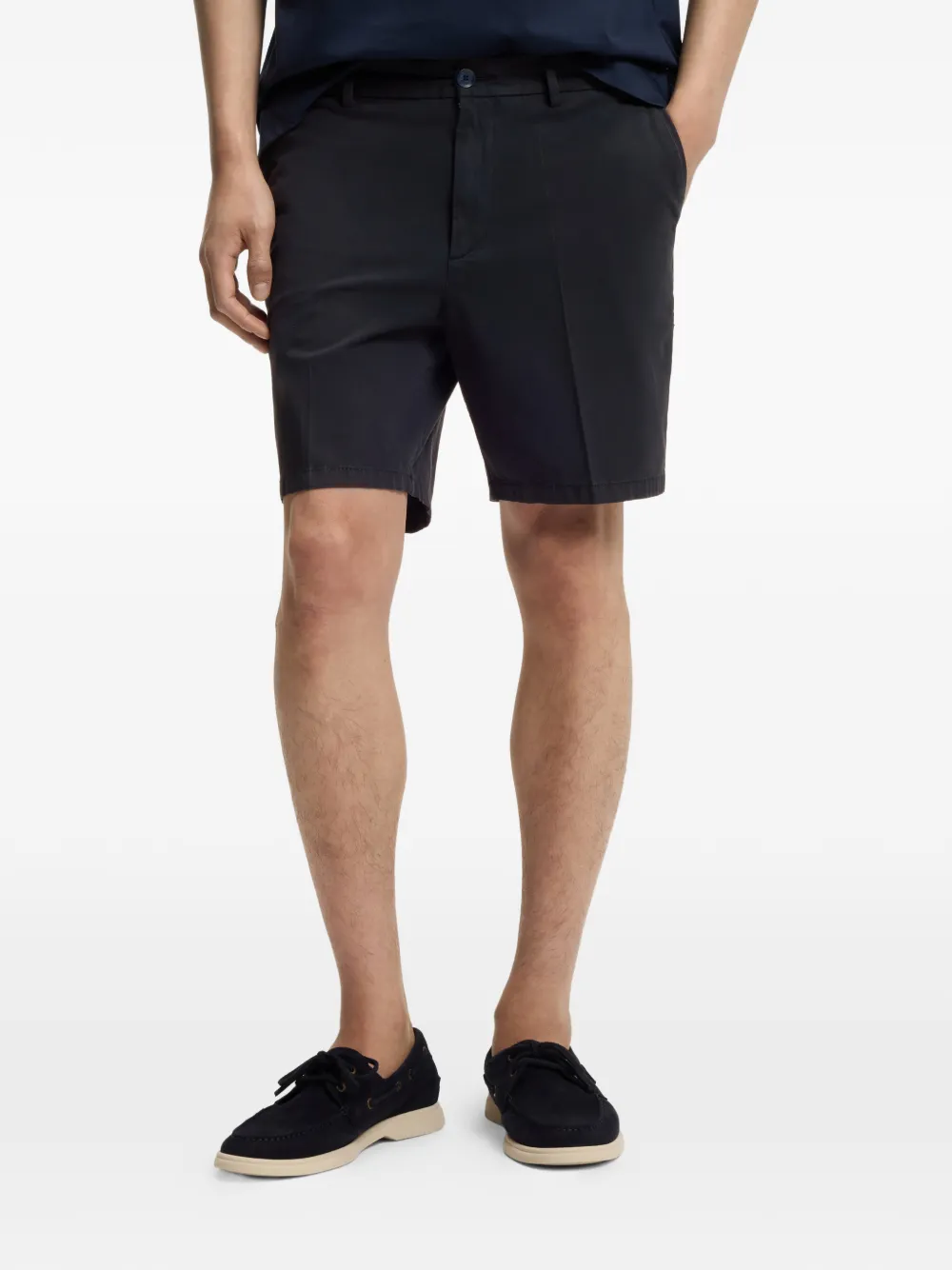 BOSS Shorts van stretch-katoenen twill Zwart