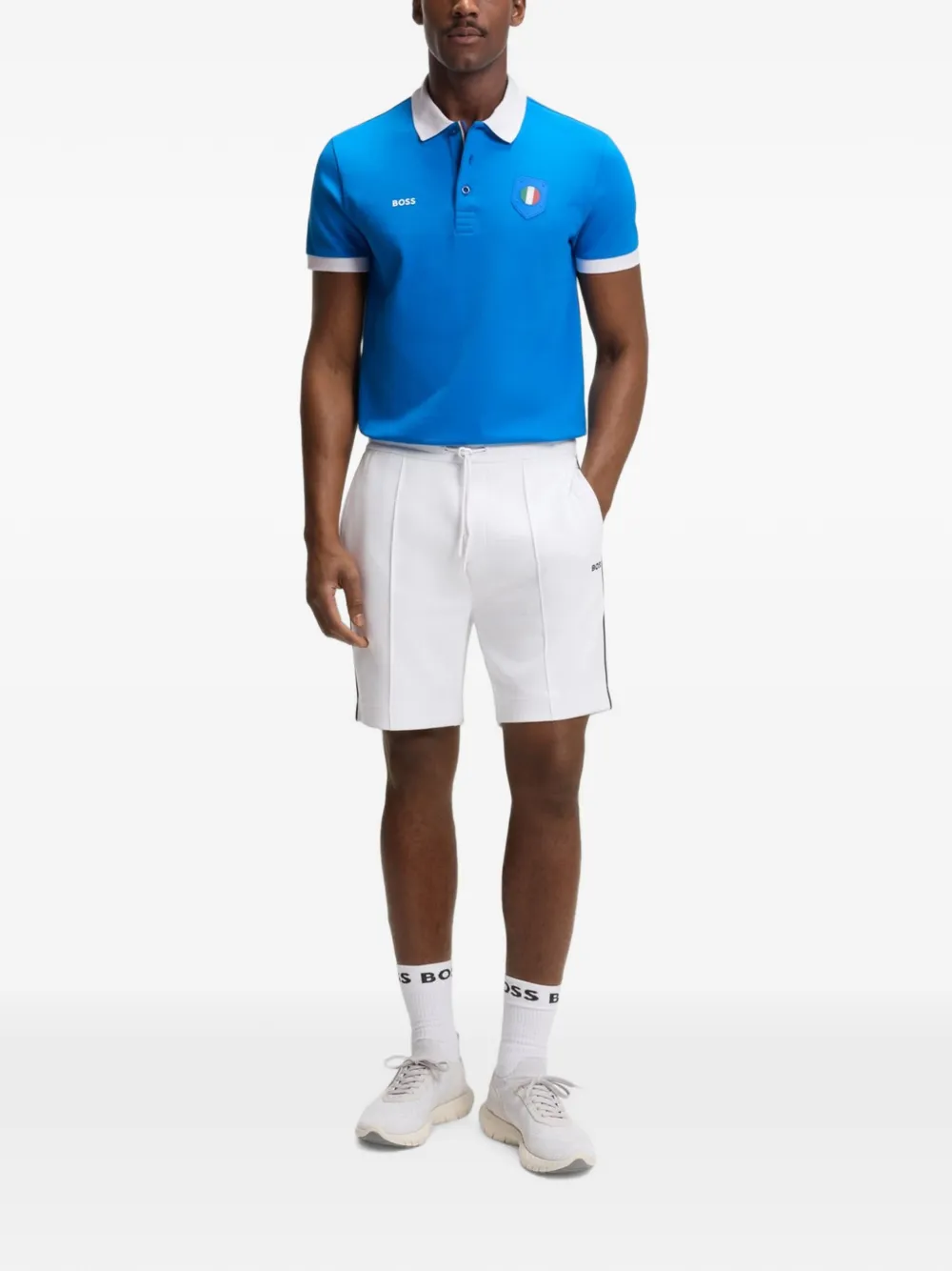 BOSS Paddy poloshirt met vlag Blauw