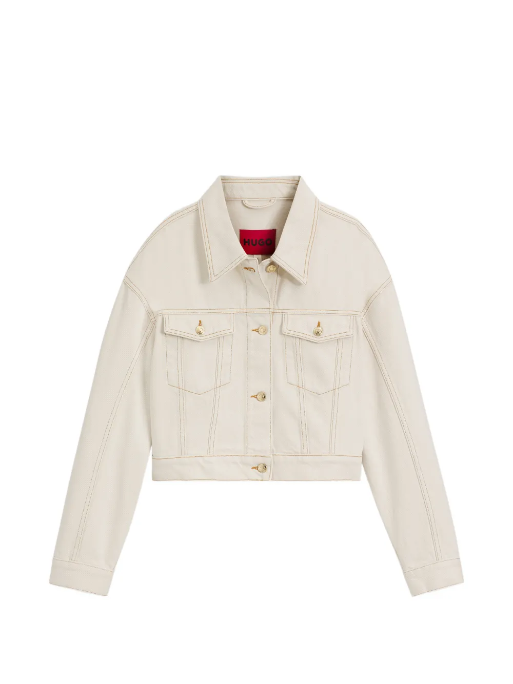 HUGO Geknöpfte Cropped-Jacke - Weiß