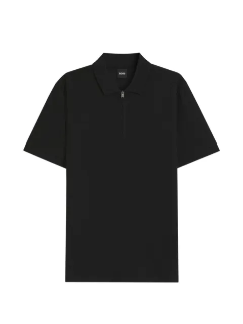 BOSS zip-fastening textured polo shirt