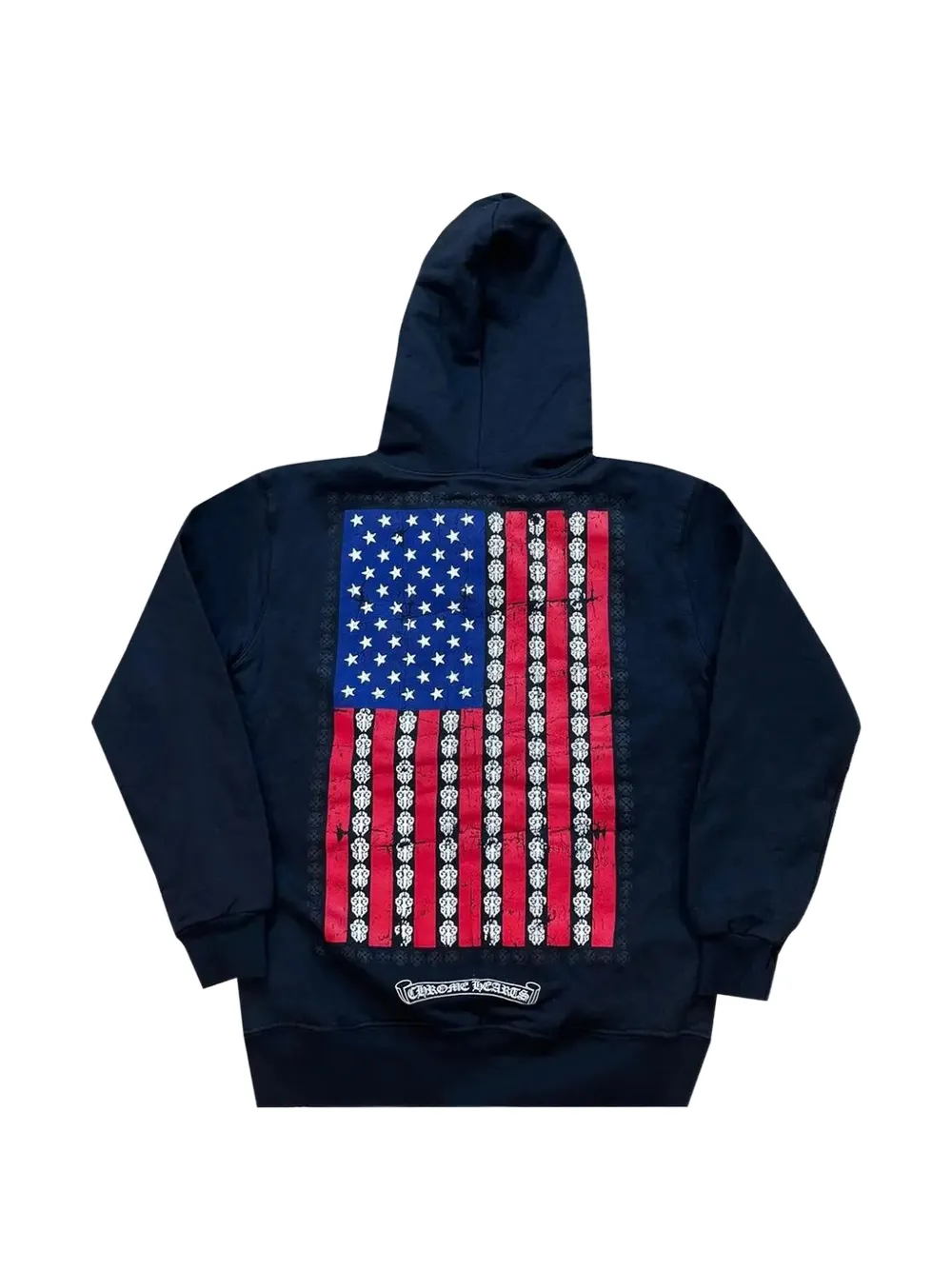 Chrome Hearts Fleece hoodie met Amerikaanse vlag-print Blauw