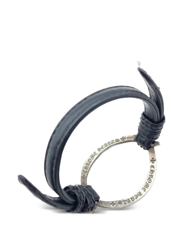 Chrome Hearts Open Oval Leather Bracelet | Silver | FARFETCH