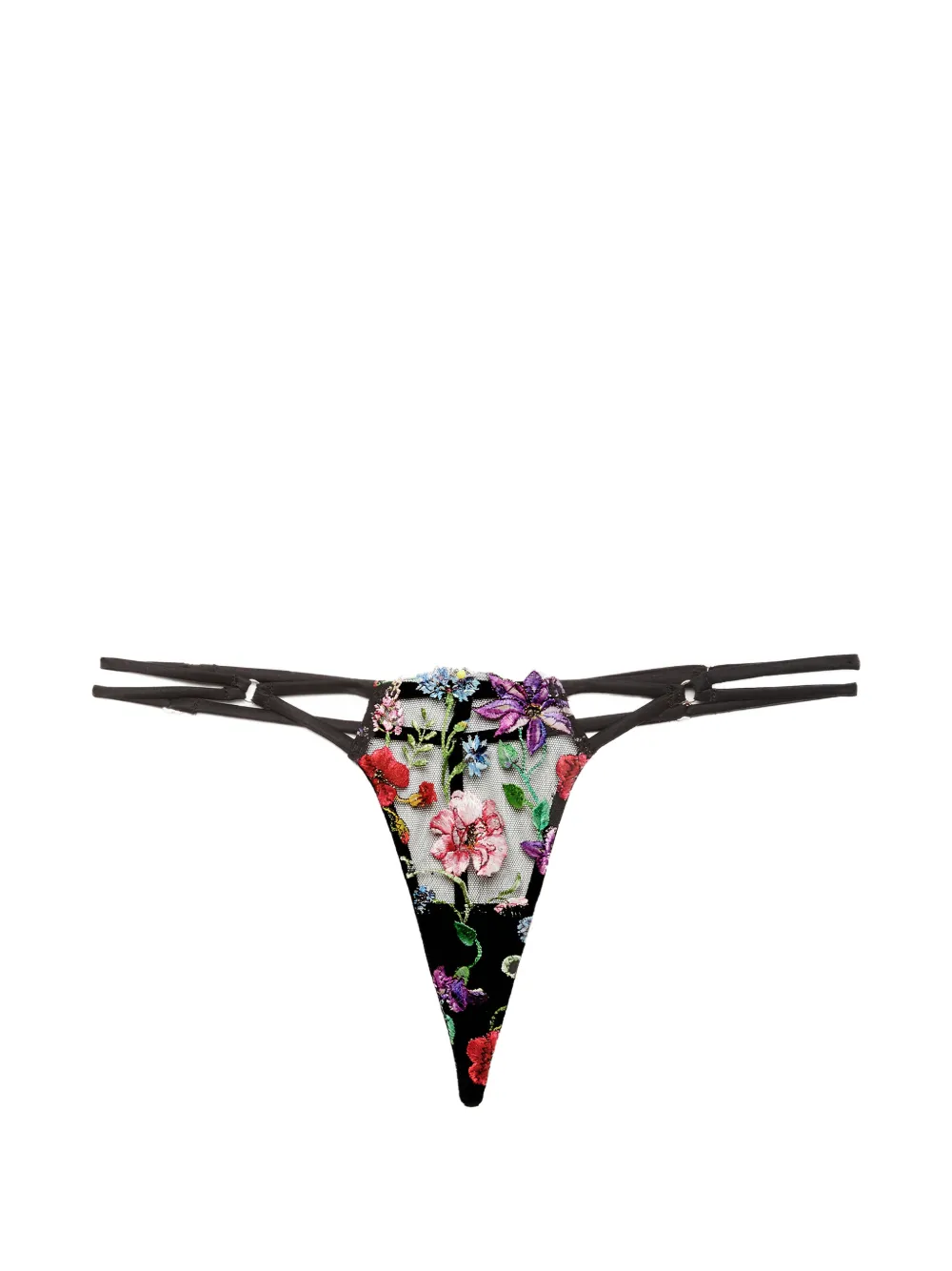 Fleur Du Mal Wildfleur floral thong - Nero
