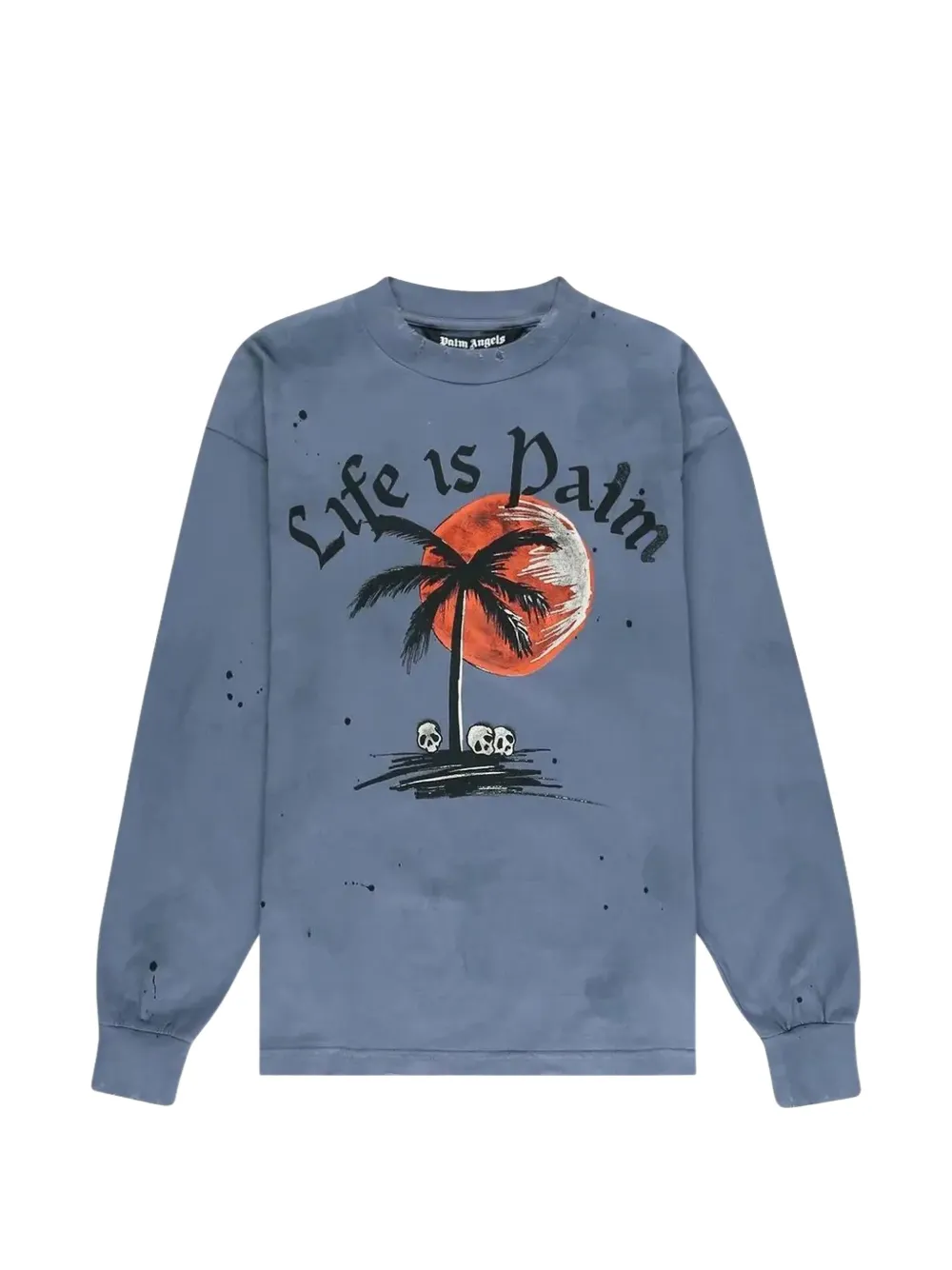 Palm Angels gfraphic-print garment-dyed sweatshirt - Blu