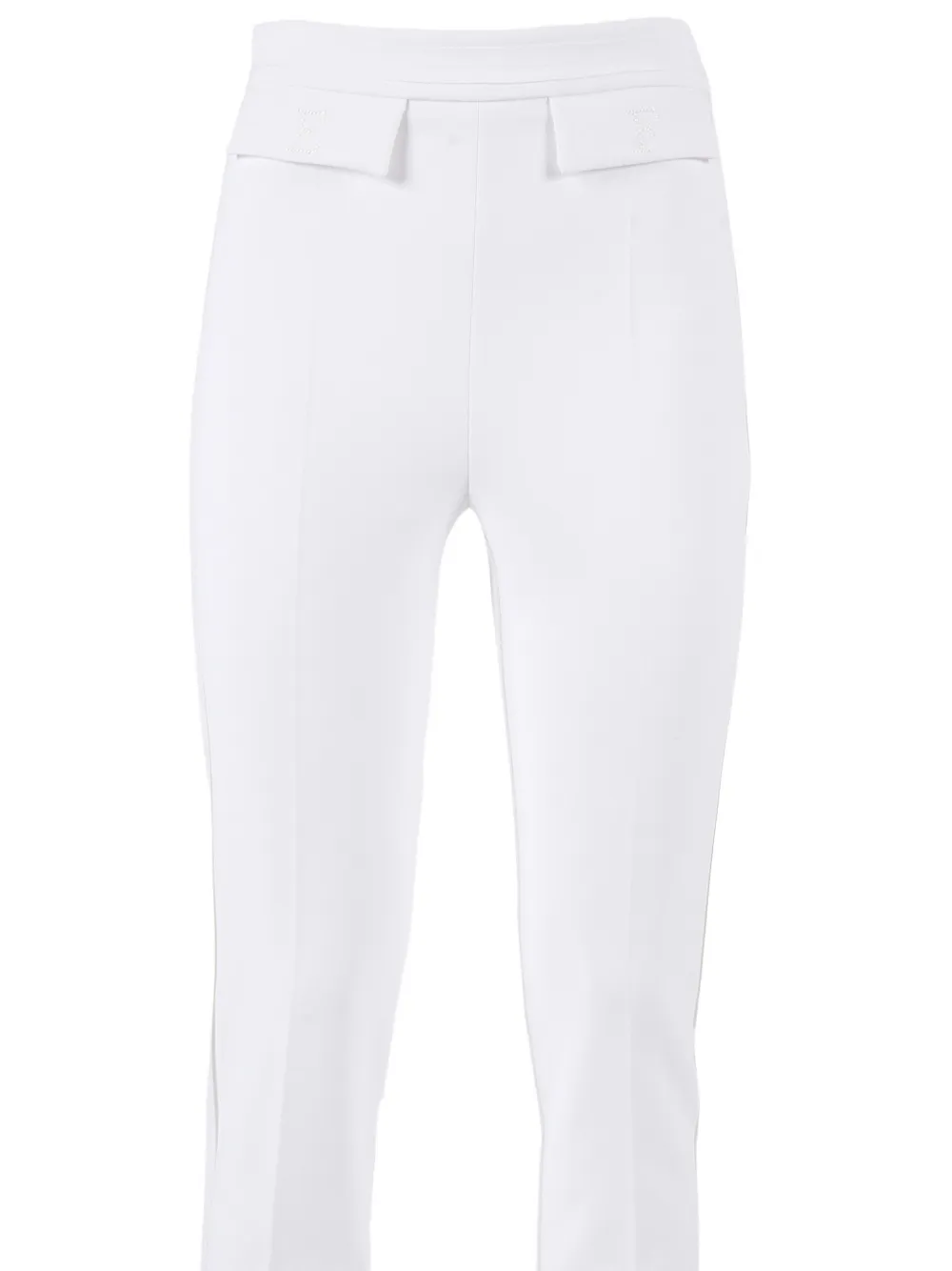 Elisabetta Franchi Broek van gelaagde stretch crêpe stof met geborduurd logo Wit