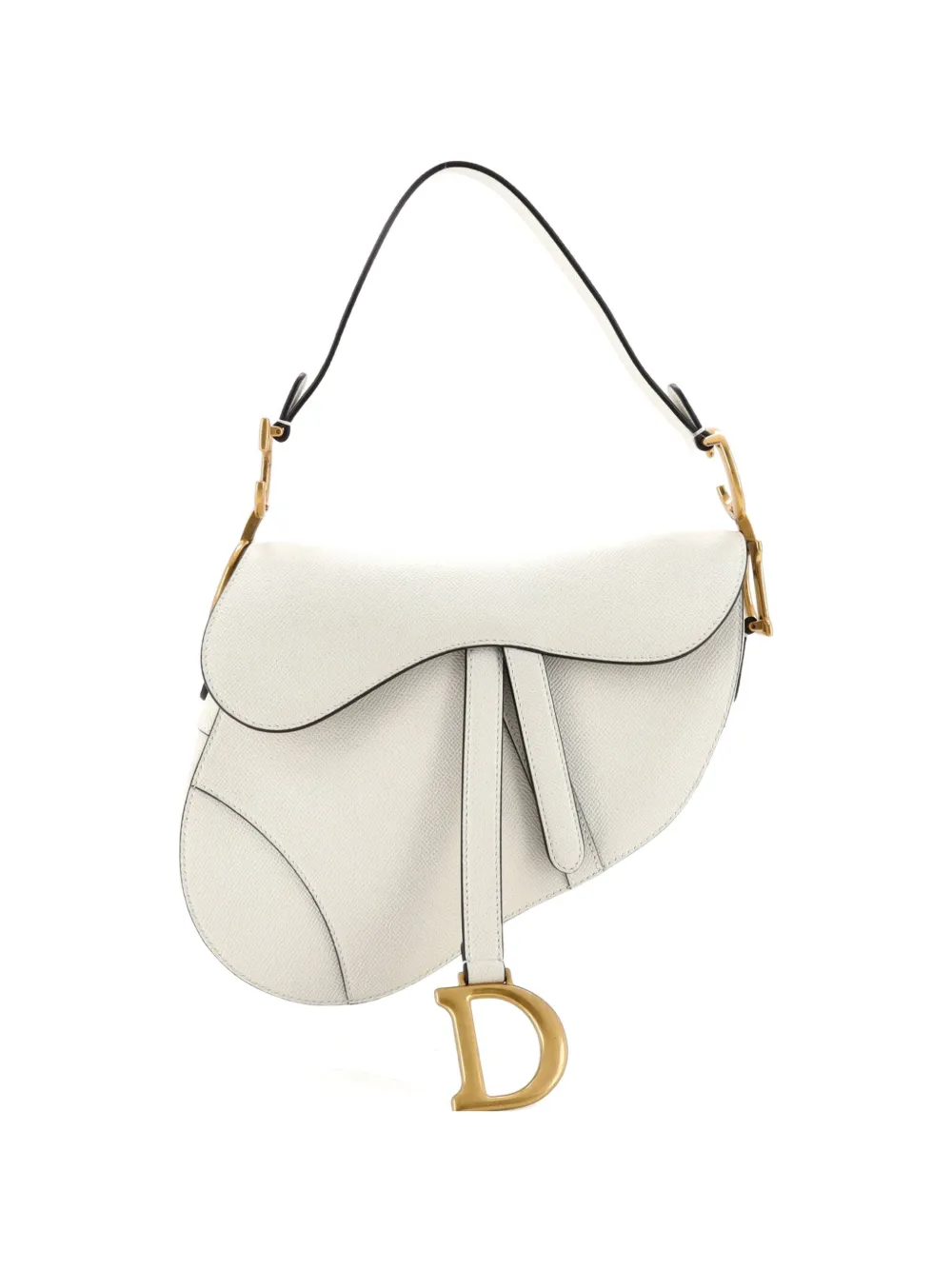 Christian Dior Pre-Owned Borsa a spalla Saddle media in pelle - Bianco