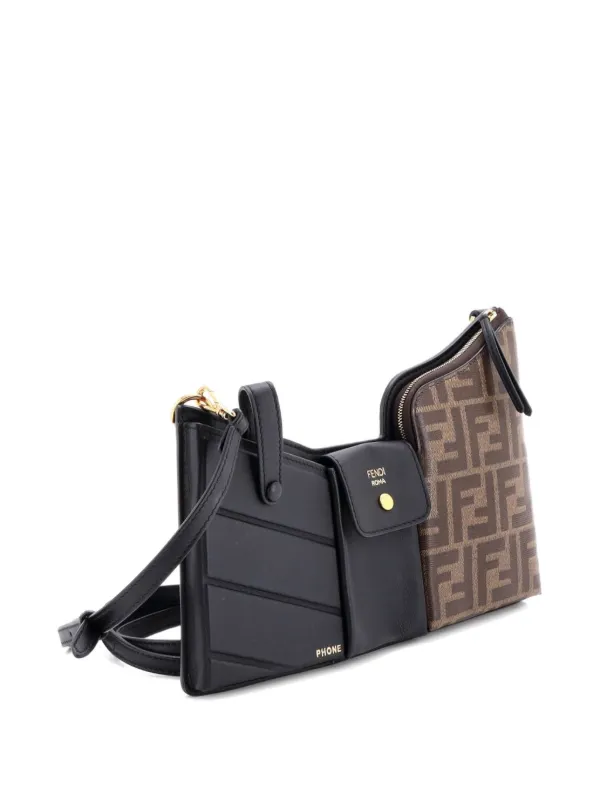 Fendi Pre-Owned Bustine 3 Pockets Leather And Zucca Coated Canvas