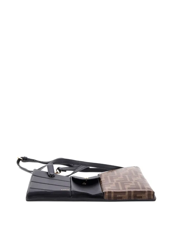 Fendi Pre-Owned Bustine 3 Pockets Leather And Zucca Coated Canvas