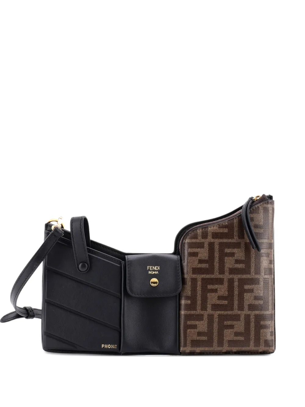 Fendi Pre-Owned Borsa a tracolla Bustine 3 Pockets mini in pelle e tela cerata con motivo Zucca - Marrone