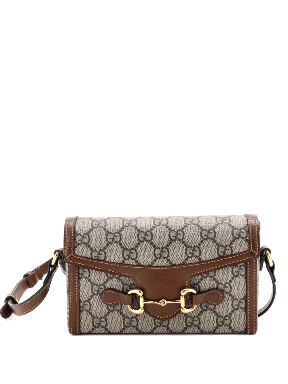 Gucci Pre-Owned Horsebit 1955 Flap GG Coated Canvas Mini crossbody bag - Marrone