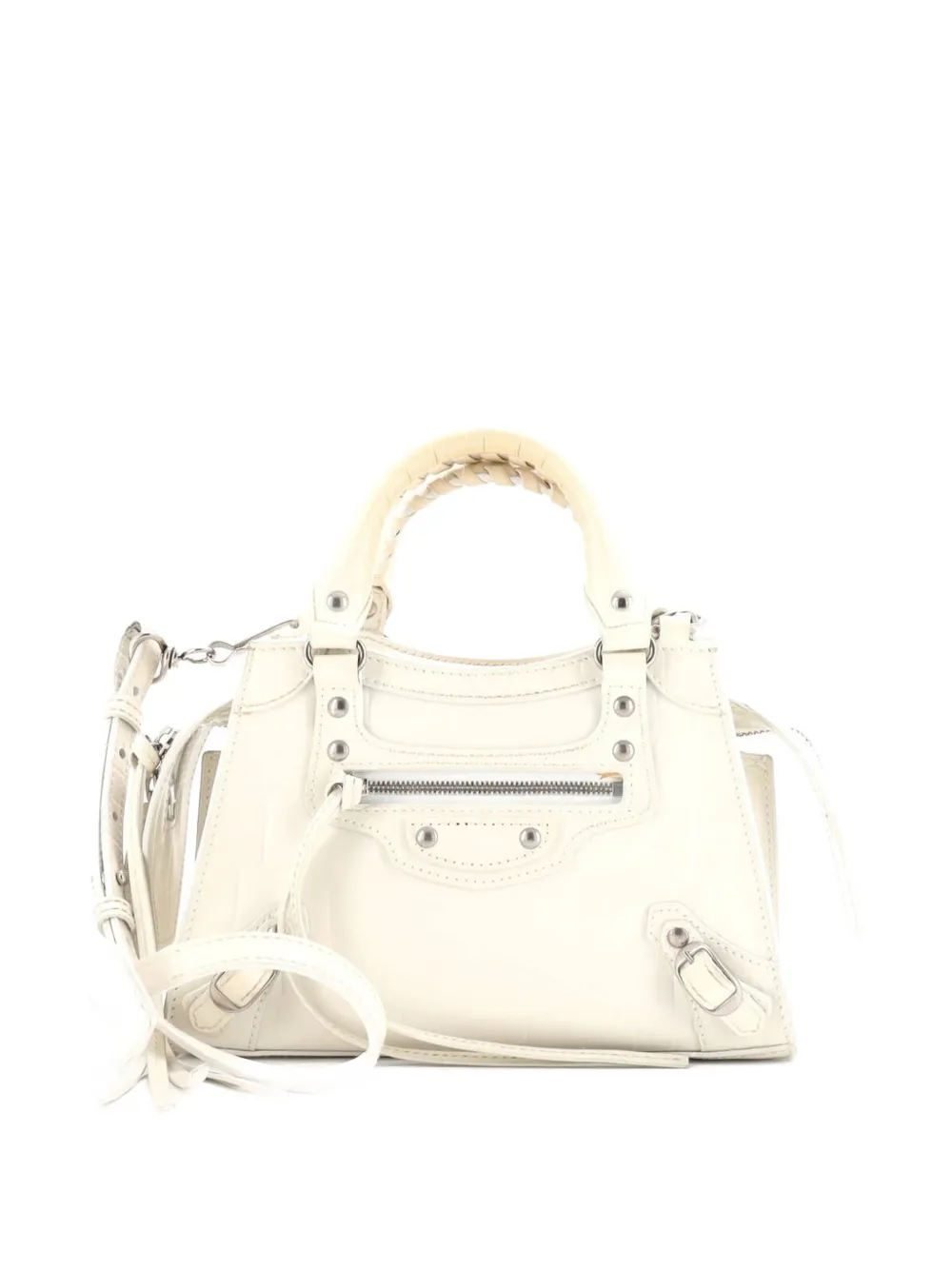 Balenciaga Pre-Owned Neo Classic City Bag Crocodile Embossed Leather Mini crossbody bag - Bianco