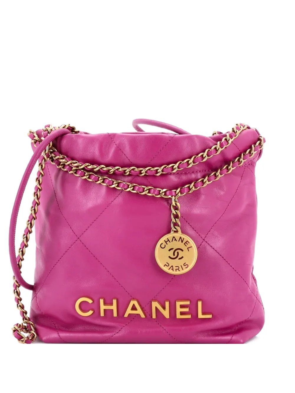 CHANEL Pre-Owned 22 Chain Hobo Quilted Calfskin Mini crossbody bag - Rosa