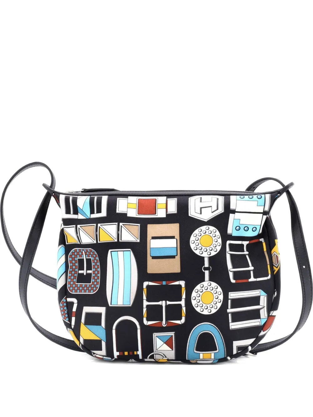 Hermès Pre-Owned Sursoie To Go Pouch Printed Silk and Leather crossbody bag - Blu