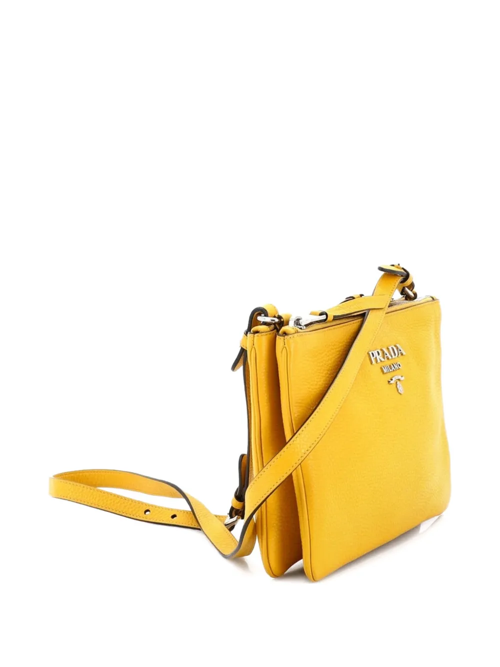 Double Zip Vitello Daino Small Crossbody Bag