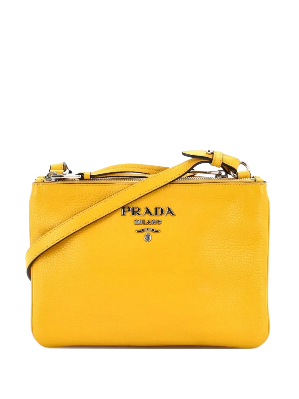 Prada Pre-Owned Double Zip Vitello Daino Small crossbody bag - Yellow