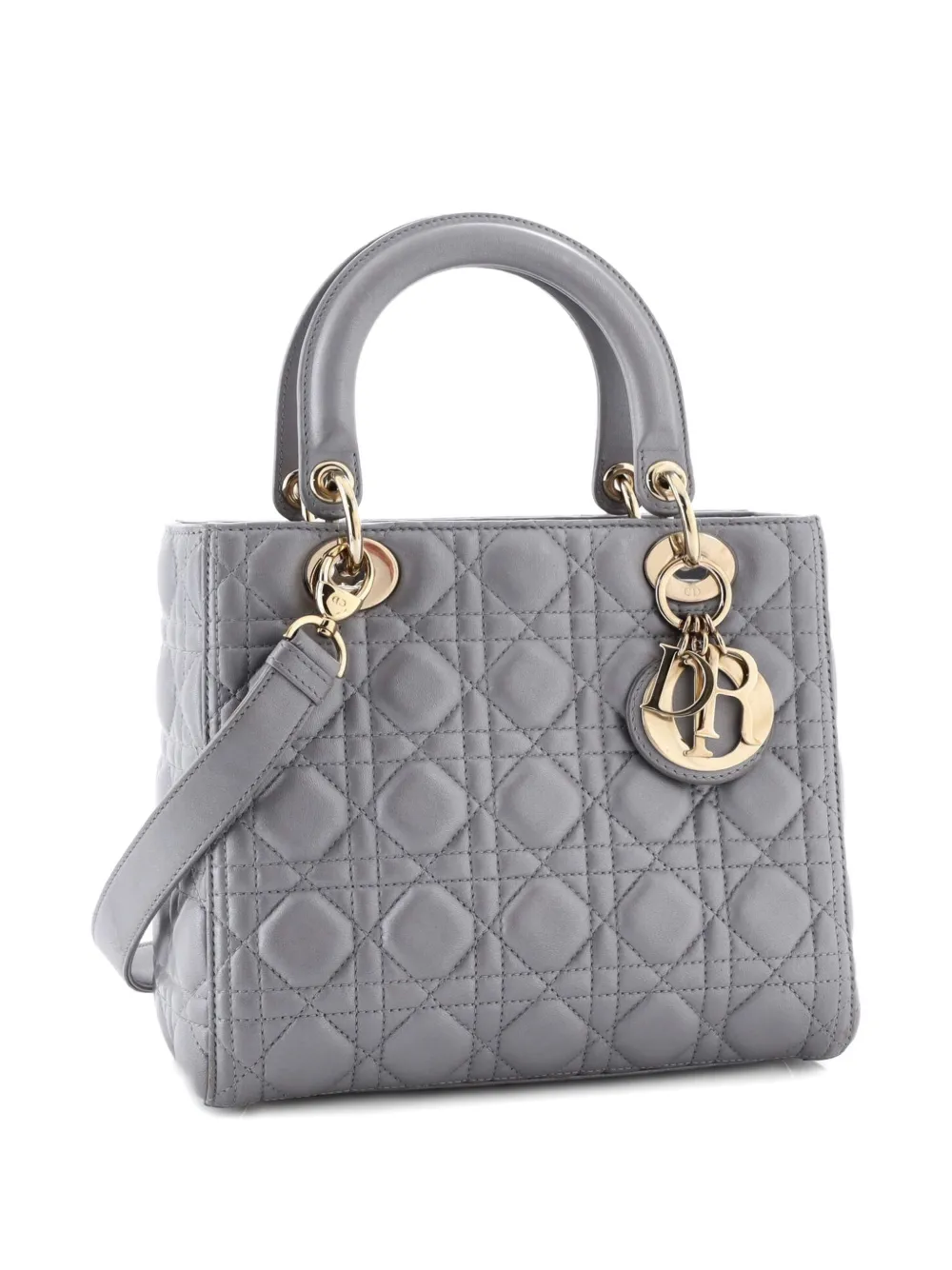 Lady Dior Bag Cannage Quilt Metallic Leather Medium Satchel