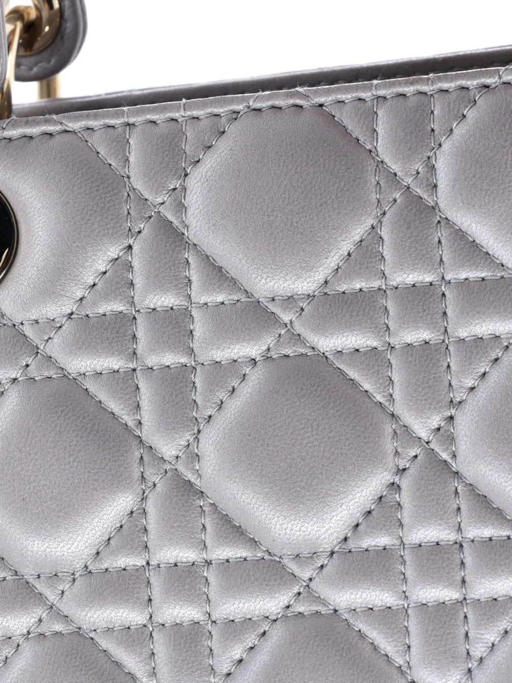Lady Dior Bag Cannage Quilt Metallic Leather Medium Satchel