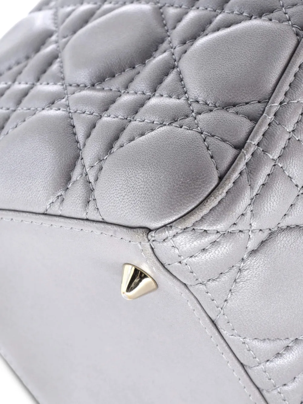 Lady Dior Bag Cannage Quilt Metallic Leather Medium Satchel