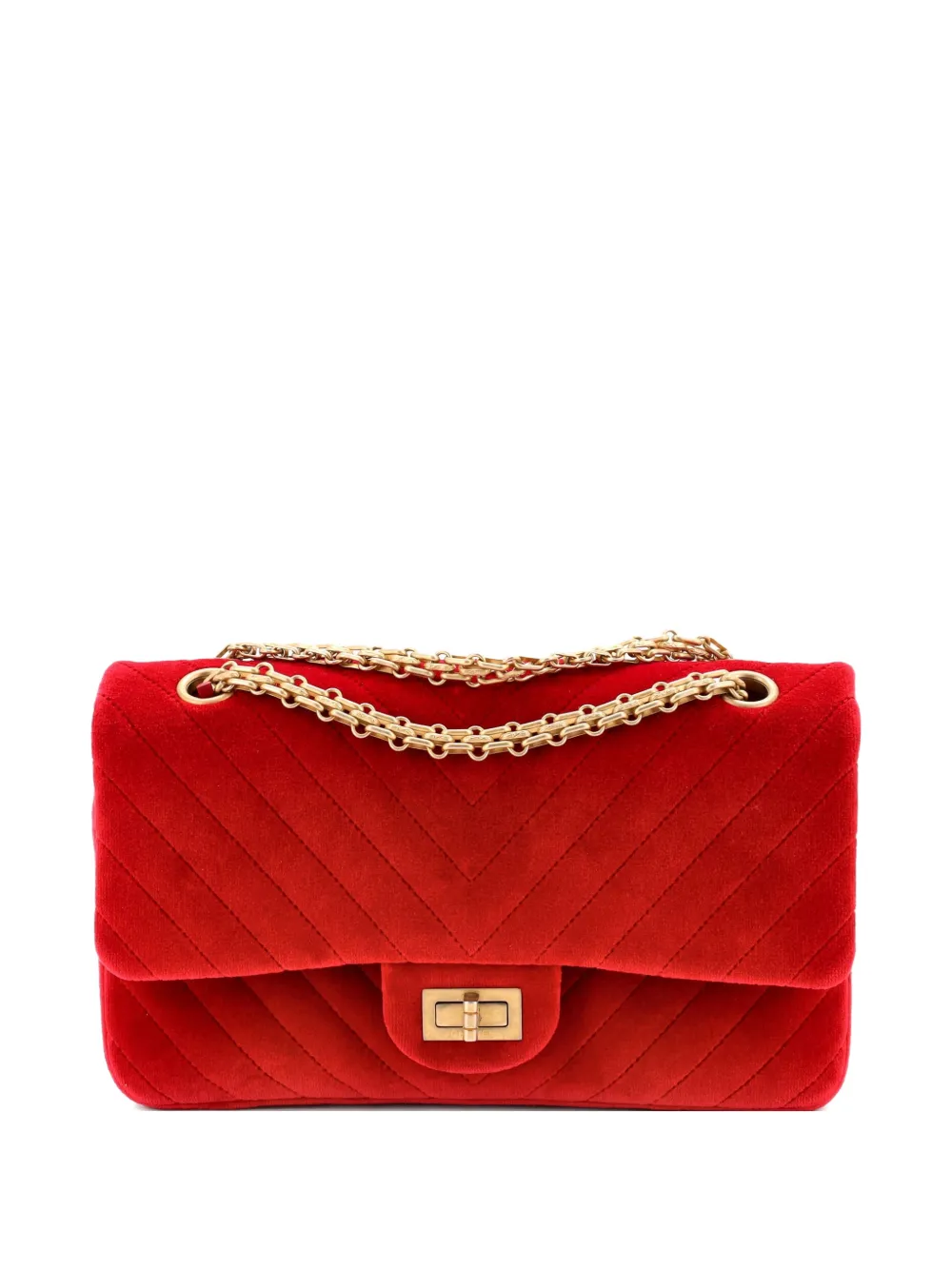 CHANEL Pre-Owned Reissue 2.55 Flap Bag Chevron Velvet 225 shoulder bag - Rosso