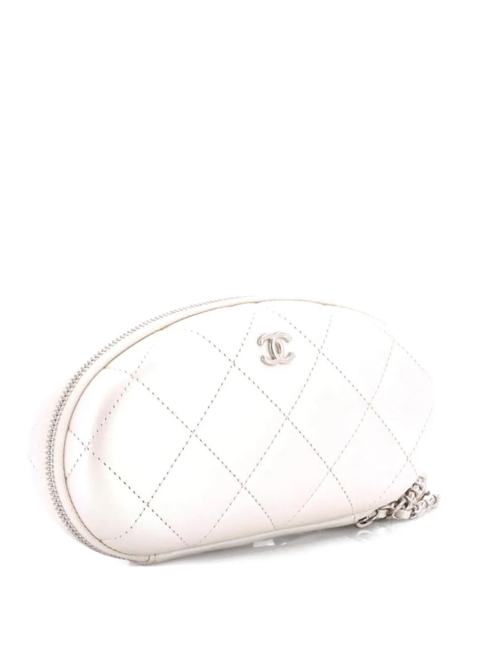 CHANEL Pre-Owned Clutch con zip a giro e occhiali da sole con catena - Bianco