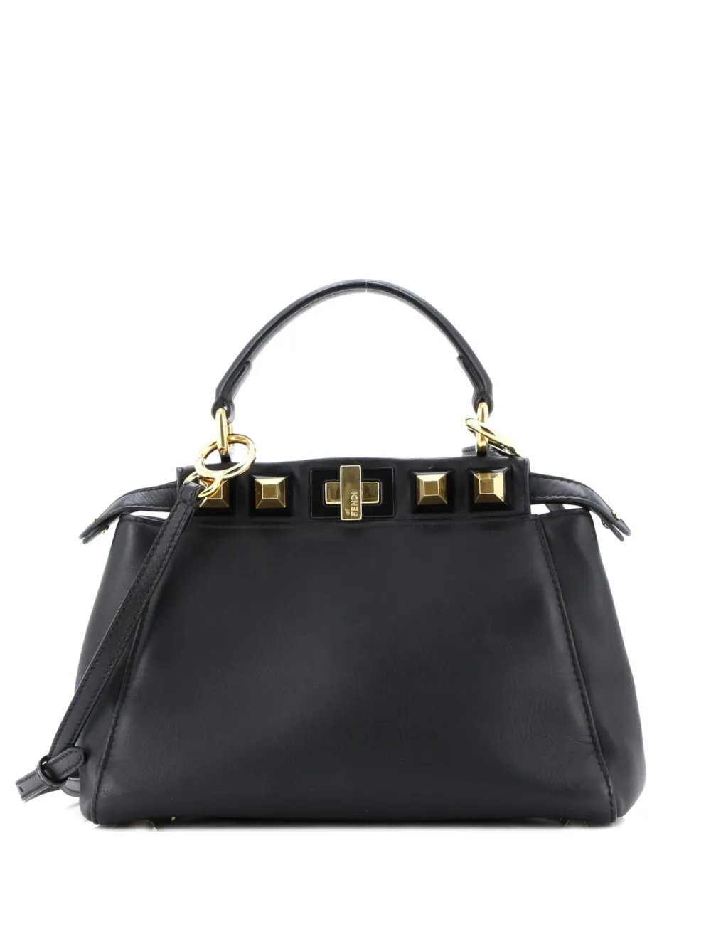 Fendi Pre-Owned Peekaboo Bag Leather with Studded Detail Mini satchel - Nero