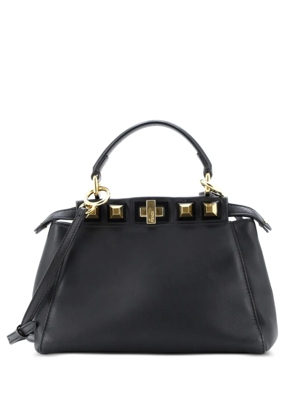 Fendi Pre-Owned Peekaboo Bag Leather with Studded Detail Mini satchel - Nero
