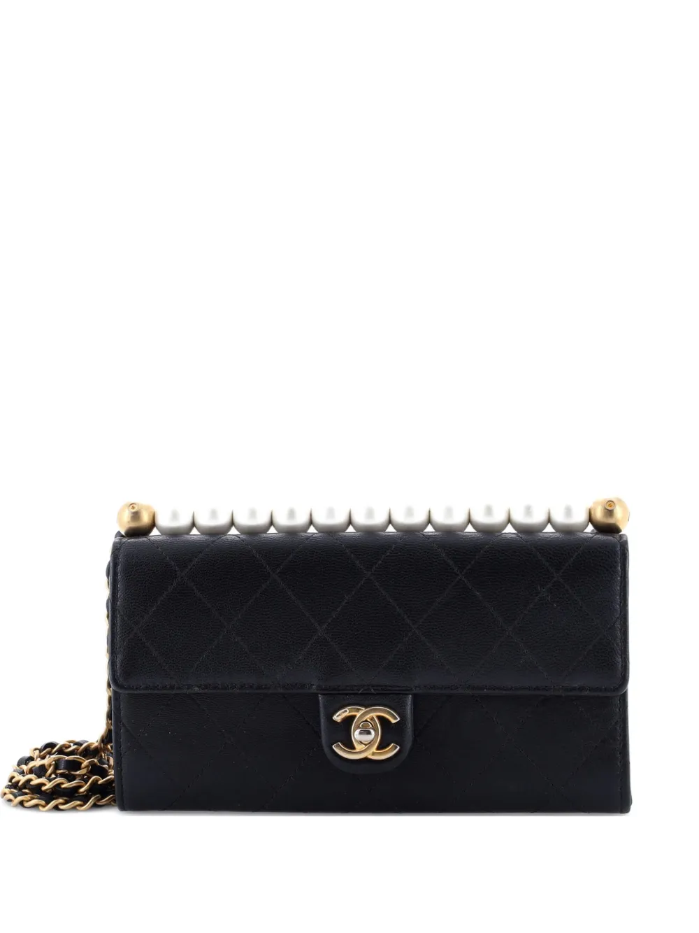 CHANEL Pre-Owned Chic Pearls Clutch with Chain Quilted Goatskin crossbody bag - Nero