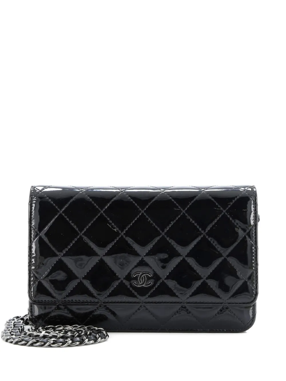CHANEL Pre-Owned Wallet on Chain Quilted Patent crossbody bag - Nero