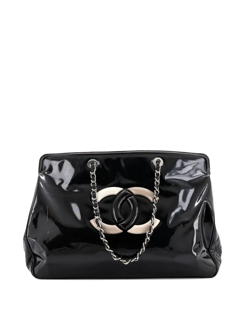 CHANEL Pre-Owned Lipstick Patent Vinyl XL tote bag - Nero