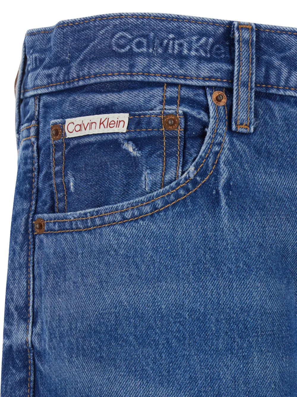  Calvin Klein Vaqueros Con Parche Del Logo - Azul 