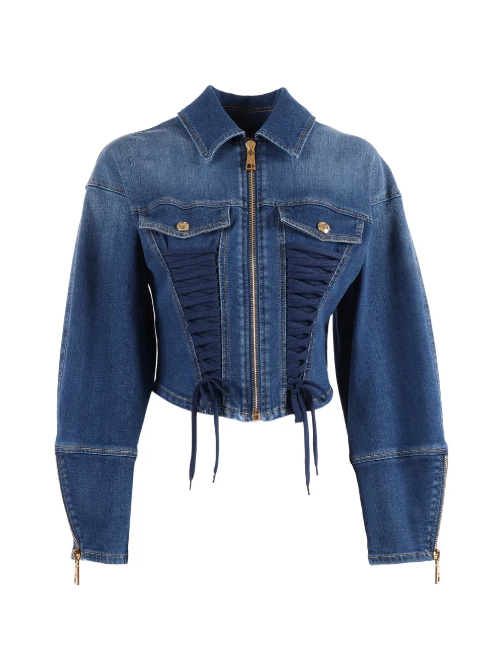 Elisabetta Franchi lace-up pocket jacket - Blu