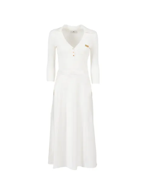 Elisabetta Franchi Gestricktes Midikleid mit geripptem Kragen