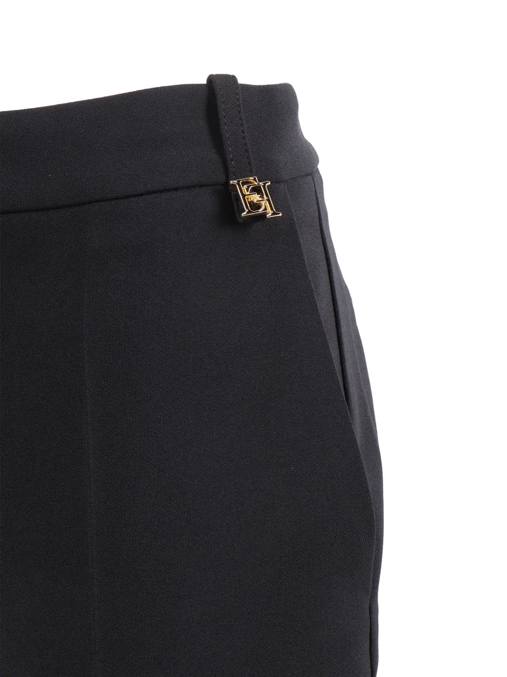 Elisabetta Franchi Lichtgewicht crêpe broek met logo-bedel Zwart