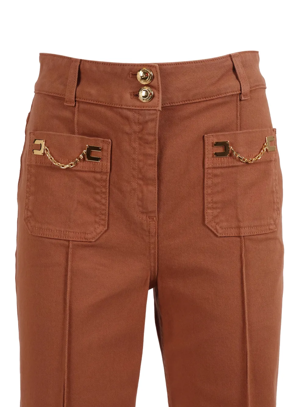 Elisabetta Franchi Broek met kettingdetail Bruin