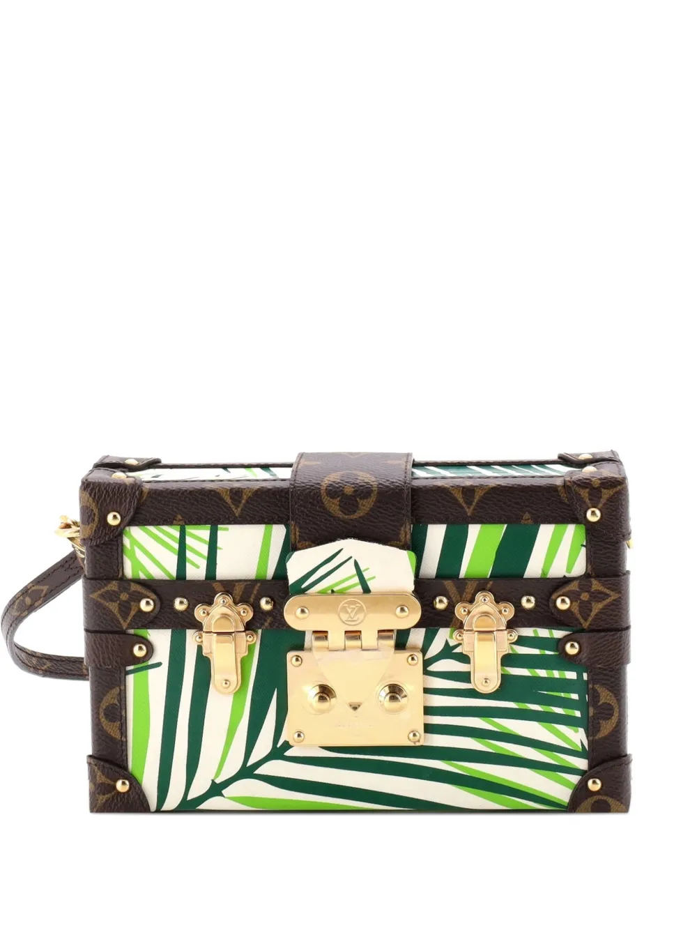 Louis Vuitton Pre-Owned Petite Malle Handbag Limited Edition Palm Print Leather and Monogram Canvas crossbody bag - Verde