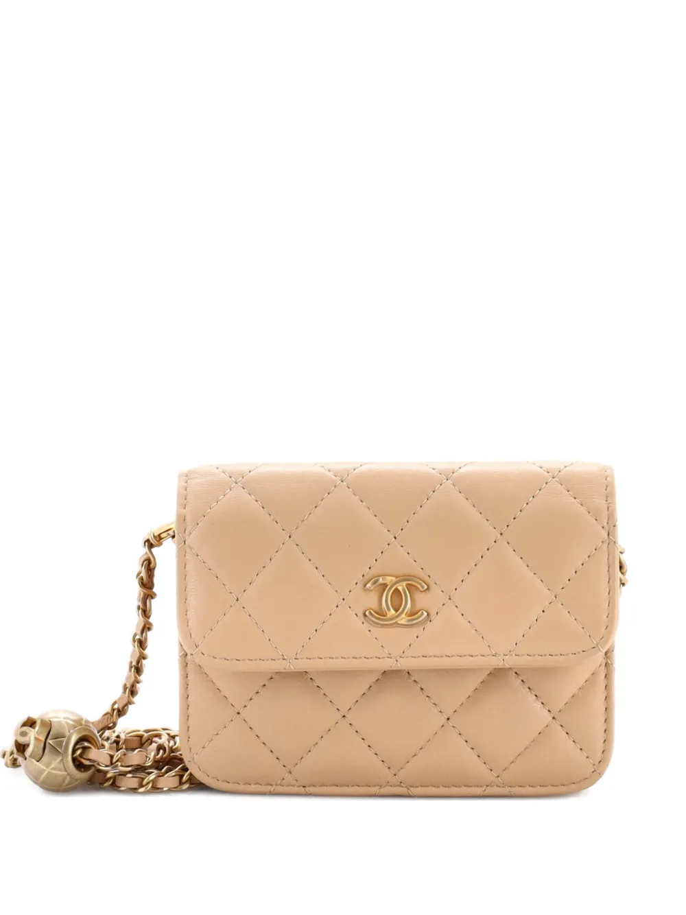 CHANEL Pre-Owned Pearl Crush Flap Clutch with Chain Quilted Lambskin Mini crossbody bag - Toni neutri