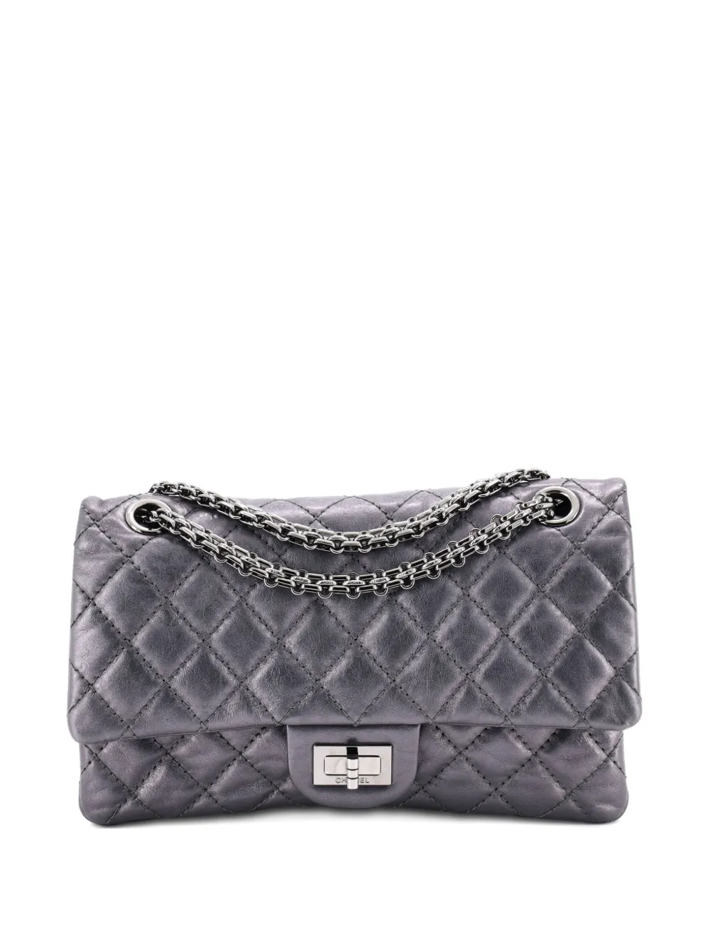 CHANEL Pre-Owned Reissue 2.55 Flap Bag Quilted Metallic Aged Calfskin 225 crossbody bag - Argento