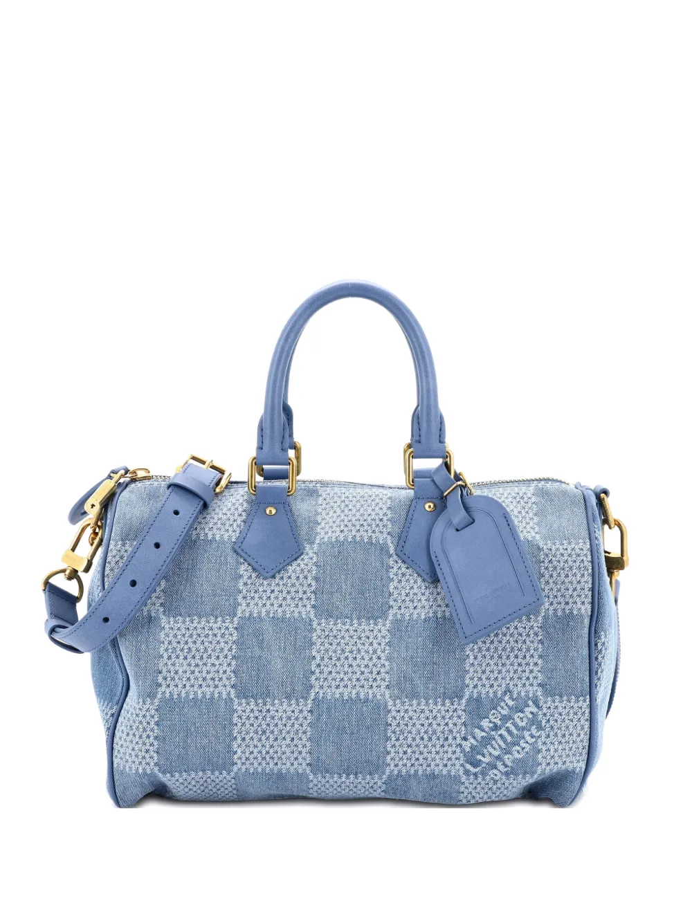 Louis Vuitton Pre-Owned Speedy Bandouliere Bag 3D Damier Giant Denim 30 satchel - Blau