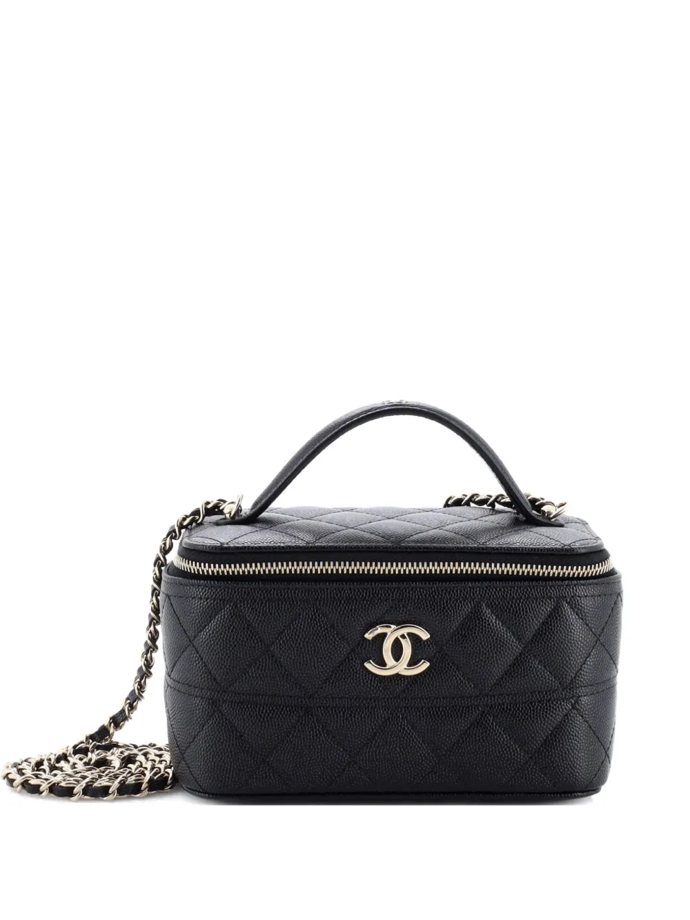 CHANEL Pre-Owned Long Vanity with Chain Quilted Caviar Mini shoulder bag - Nero